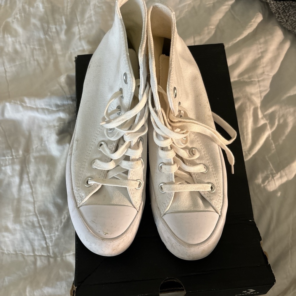 White high top chunky converse